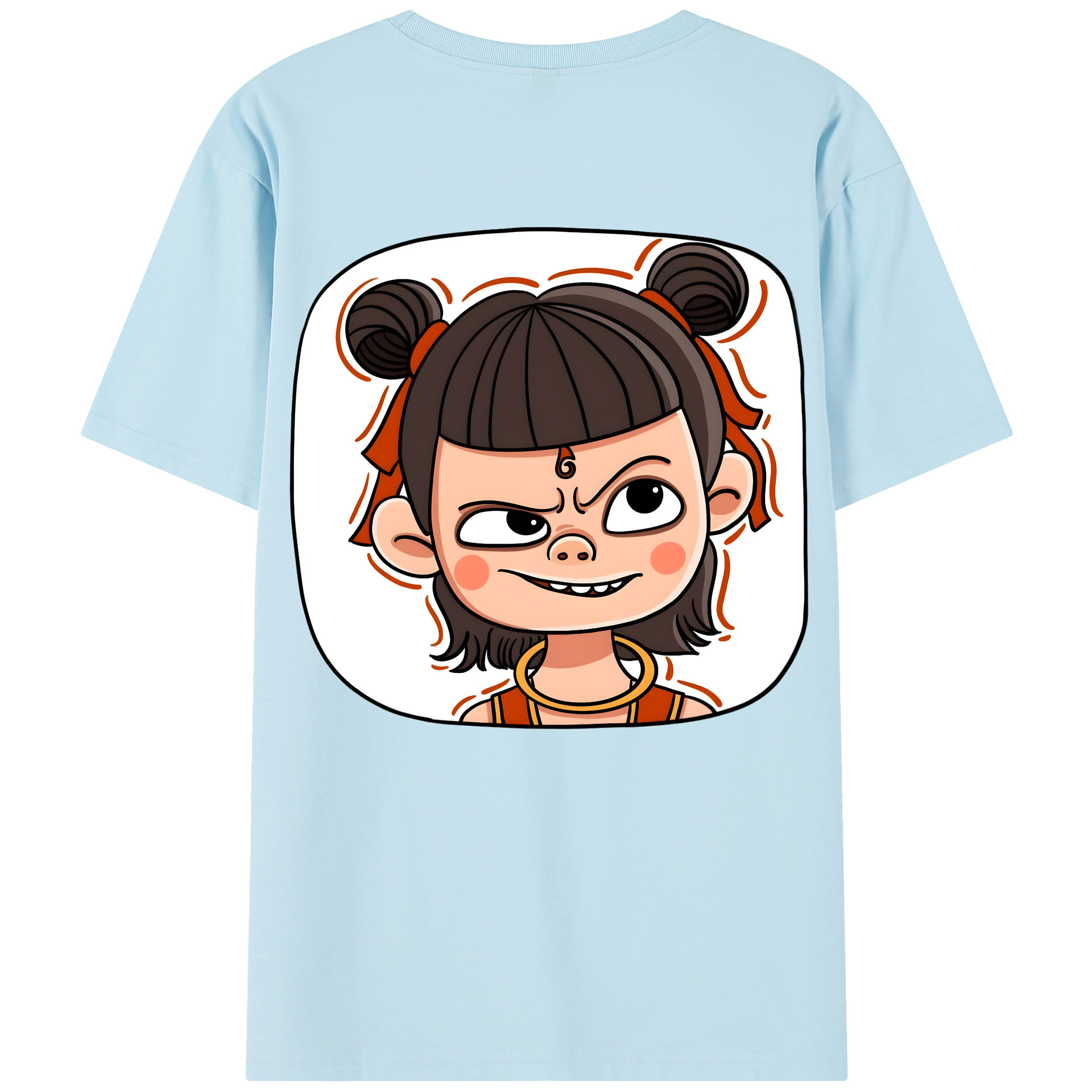 （画像用） Ne Zha 2 ナタ 魔童の大暴れ 綿100％半袖Tシャツ（背面プリント）